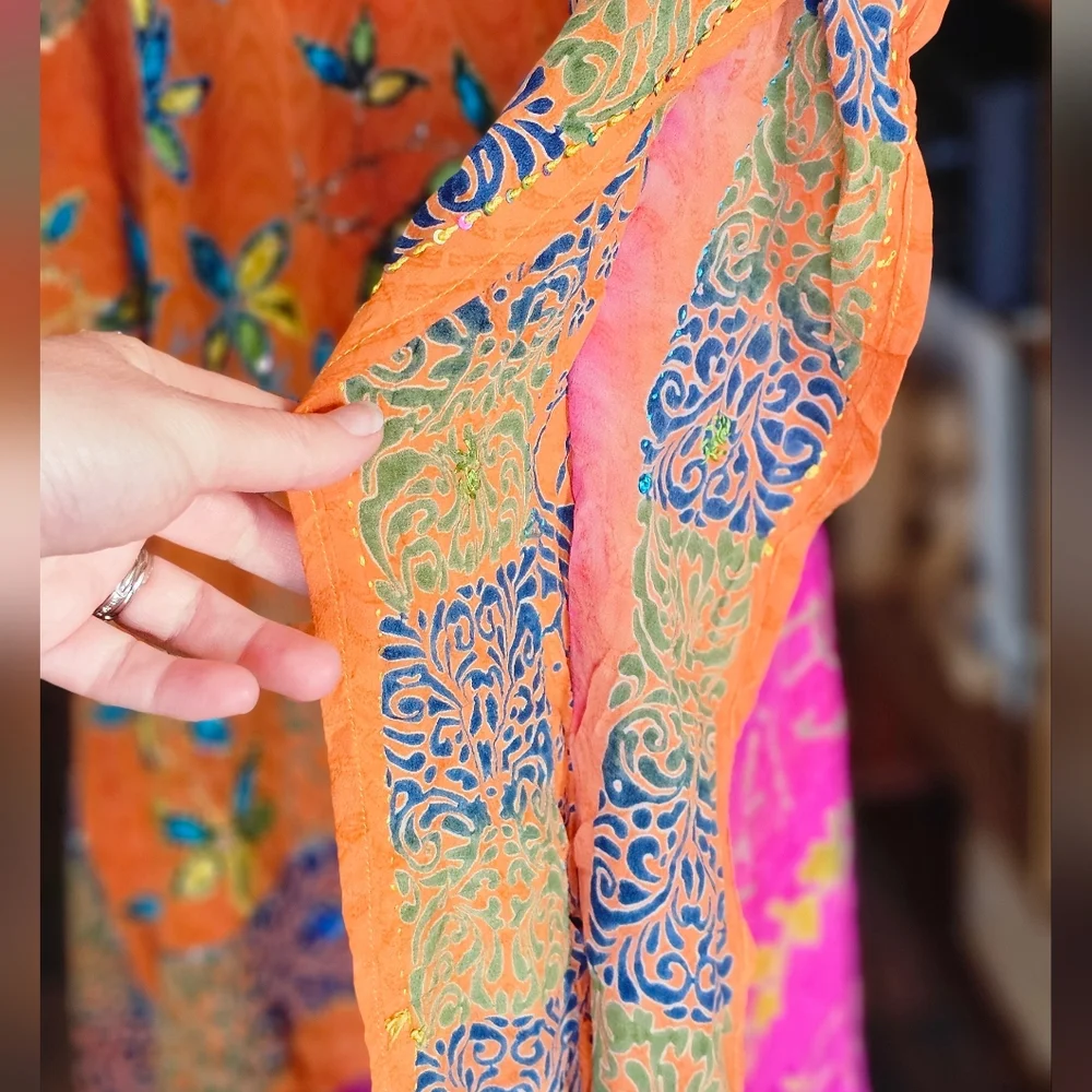 Sunchild Silk Embroidered Kaftan Dress - Picture 5 of 8